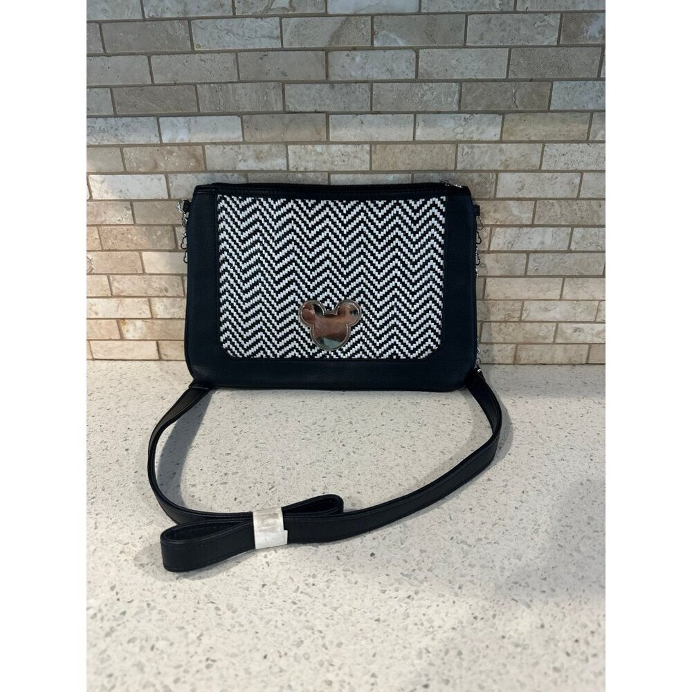 Disney Mickey Black‎ Pouch Wristlet Crossbody 11"x8".